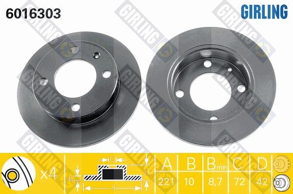 Girling 6016303 - Тормозной диск avtokuzovplus.com.ua