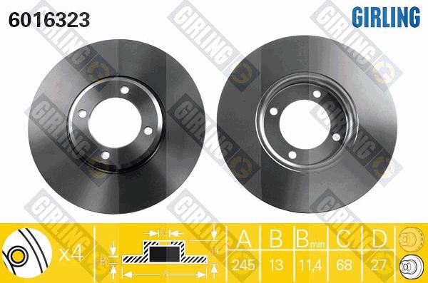 Girling 6016323 - Тормозной диск avtokuzovplus.com.ua