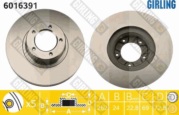 Girling 6016391 - Гальмівний диск autocars.com.ua