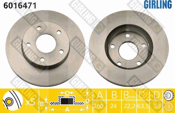 Girling 6016471 - Гальмівний диск autocars.com.ua