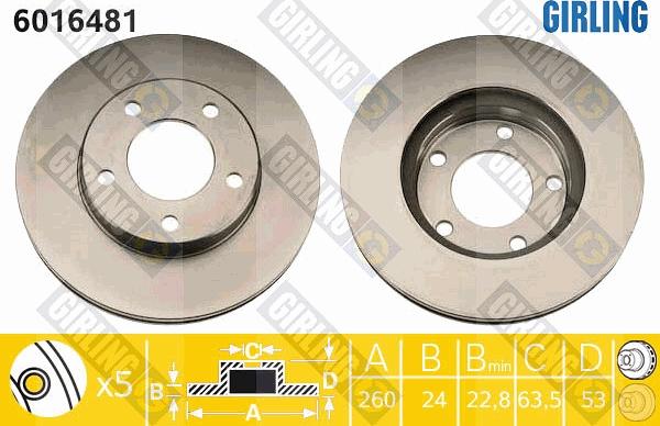 Girling 6016481 - Гальмівний диск autocars.com.ua