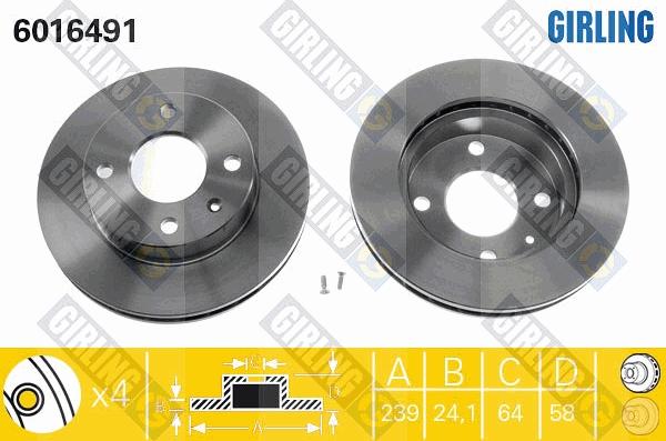 Girling 6016491 - Гальмівний диск autocars.com.ua