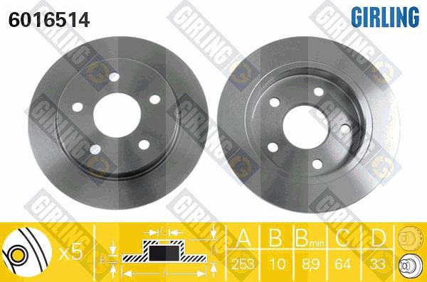 Girling 6016514 - Гальмівний диск autocars.com.ua