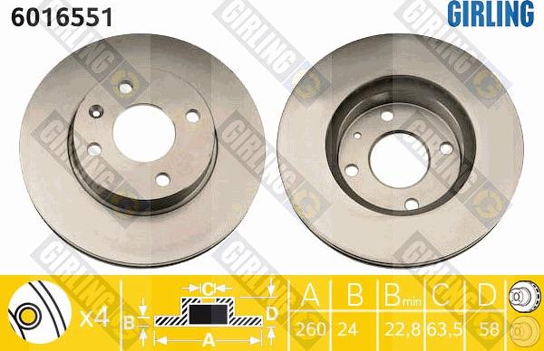 Girling 6016551 - Тормозной диск avtokuzovplus.com.ua