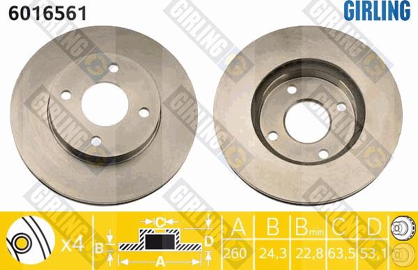 Girling 6016561 - Тормозной диск avtokuzovplus.com.ua