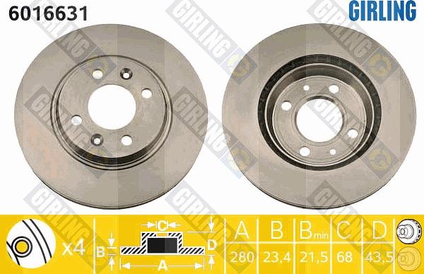 Girling 6016631 - Тормозной диск avtokuzovplus.com.ua