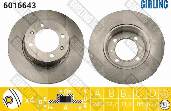 Girling 6016643 - Тормозной диск avtokuzovplus.com.ua