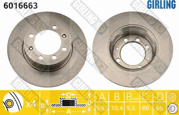 Girling 6016663 - Гальмівний диск autocars.com.ua