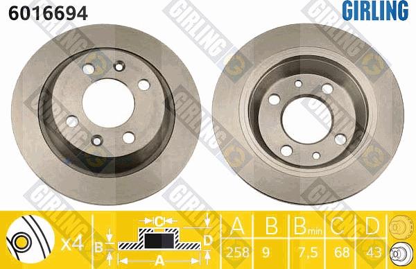 Girling 6016694 - Тормозной диск avtokuzovplus.com.ua