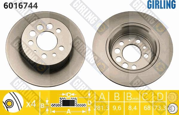 Girling 6016744 - Гальмівний диск autocars.com.ua