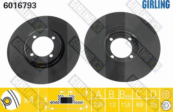 Girling 6016793 - Гальмівний диск autocars.com.ua