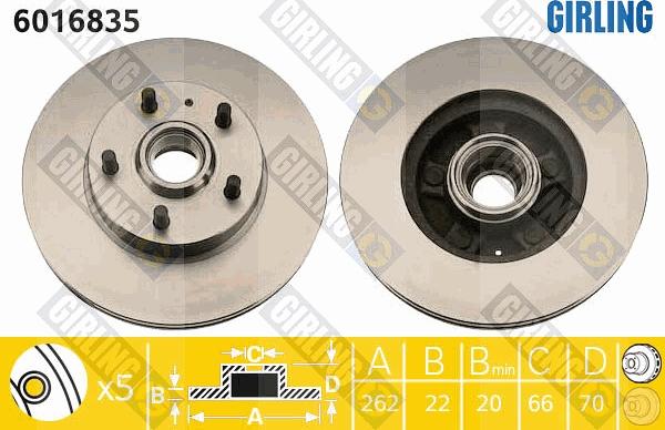 Girling 6016835 - Гальмівний диск autocars.com.ua