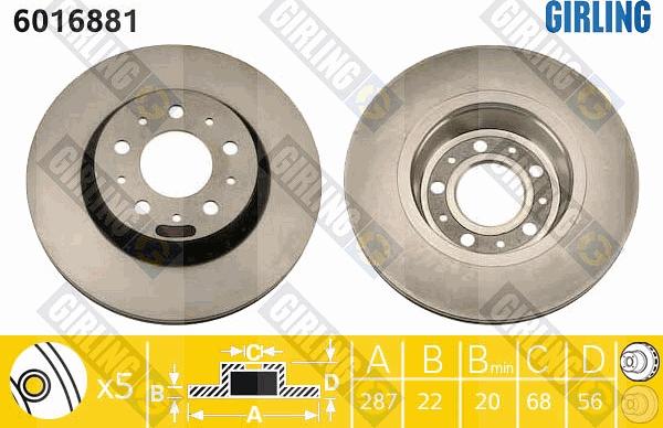 Girling 6016881 - Тормозной диск avtokuzovplus.com.ua