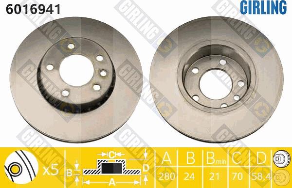 Girling 6016941 - Гальмівний диск autocars.com.ua