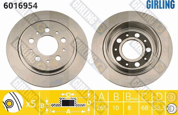 Girling 6016954 - Тормозной диск avtokuzovplus.com.ua