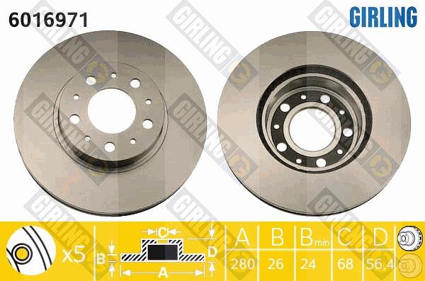 Girling 6016971 - Тормозной диск avtokuzovplus.com.ua