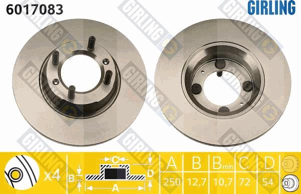 Girling 6017083 - Гальмівний диск autocars.com.ua