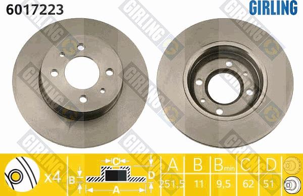 Girling 6017223 - Гальмівний диск autocars.com.ua