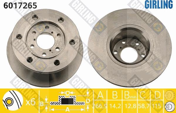 Girling 6017265 - Гальмівний диск autocars.com.ua