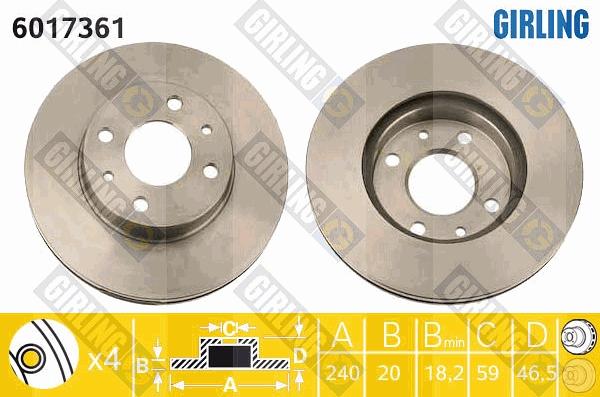 Girling 6017361 - Тормозной диск avtokuzovplus.com.ua