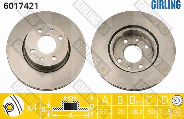 Girling 6017421 - Гальмівний диск autocars.com.ua