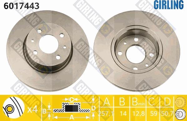 Girling 6017443 - Тормозной диск avtokuzovplus.com.ua