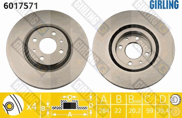 Girling 6017571 - Гальмівний диск autocars.com.ua