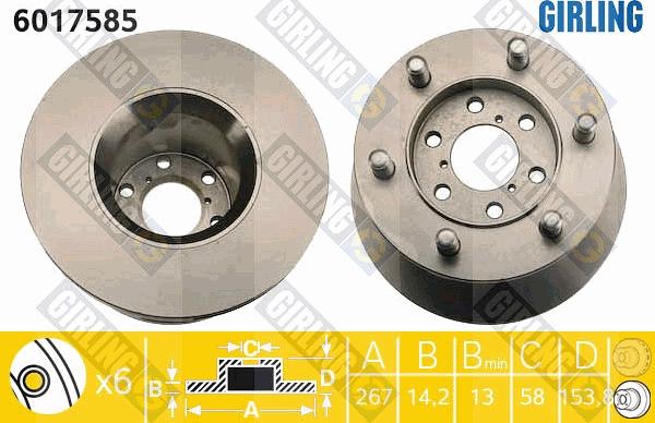 Girling 6017585 - Гальмівний диск autocars.com.ua