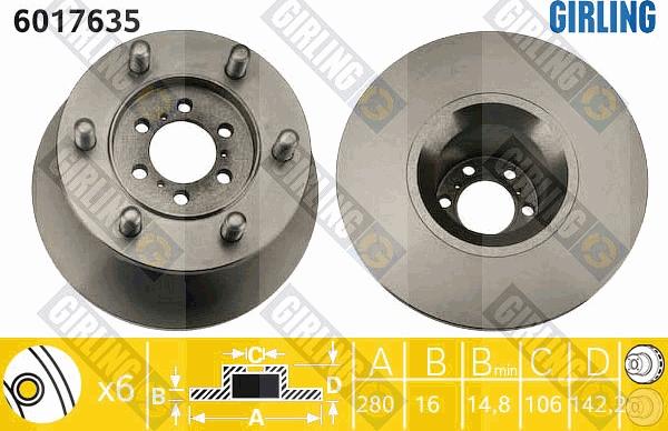 Girling 6017635 - Гальмівний диск autocars.com.ua