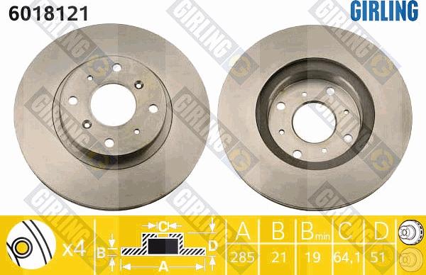 Girling 6018121 - Гальмівний диск autocars.com.ua