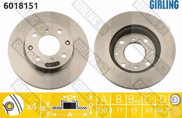 Girling 6018151 - Тормозной диск avtokuzovplus.com.ua