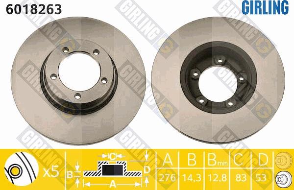 Girling 6018263 - Гальмівний диск autocars.com.ua