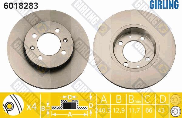 Girling 6018283 - Гальмівний диск autocars.com.ua