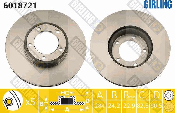 Girling 6018721 - Гальмівний диск autocars.com.ua