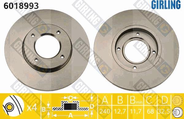 Girling 6018993 - Тормозной диск avtokuzovplus.com.ua