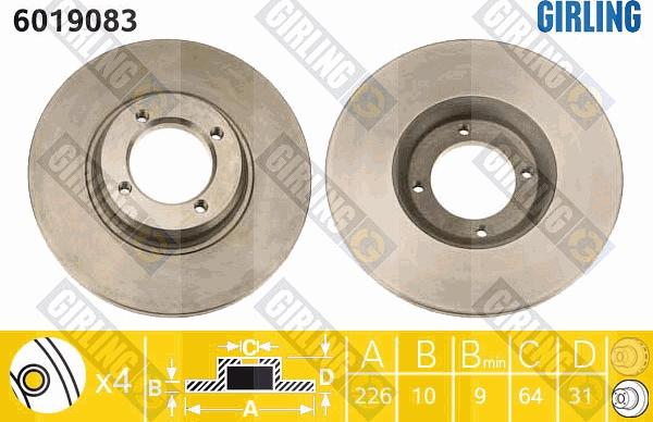 Girling 6019083 - Гальмівний диск autocars.com.ua