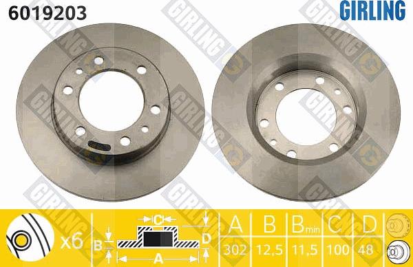 Girling 6019203 - Гальмівний диск autocars.com.ua