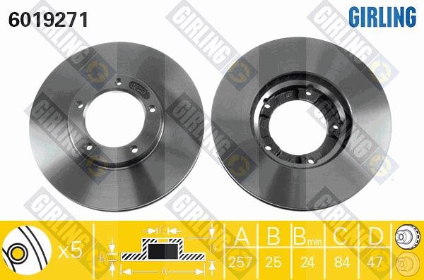 Girling 6019271 - Тормозной диск avtokuzovplus.com.ua