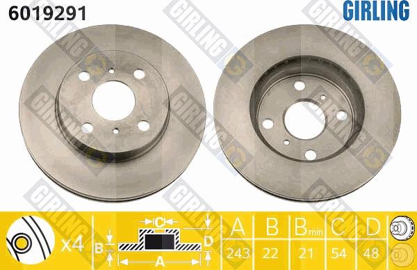 Girling 6019291 - Тормозной диск avtokuzovplus.com.ua