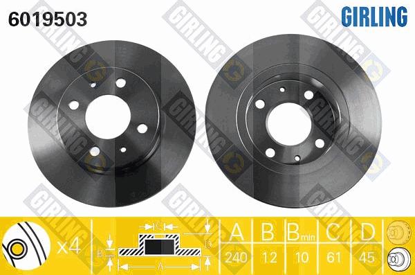 Girling 6019503 - Тормозной диск avtokuzovplus.com.ua