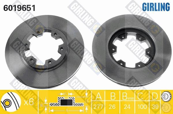 Girling 6019651 - Тормозной диск avtokuzovplus.com.ua