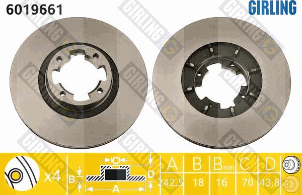 Girling 6019661 - Тормозной диск avtokuzovplus.com.ua