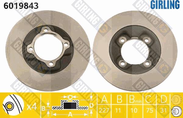 Girling 6019843 - Гальмівний диск autocars.com.ua