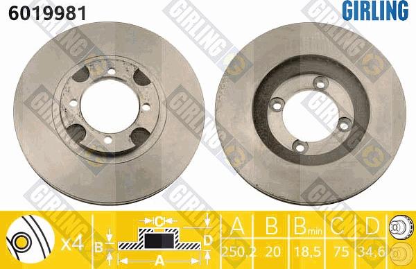 Girling 6019981 - Тормозной диск avtokuzovplus.com.ua