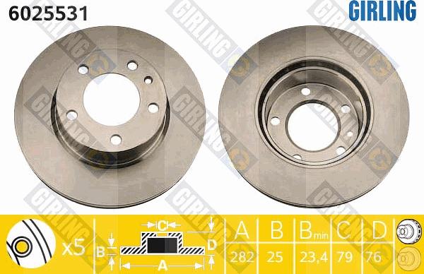 Girling 6025531 - Тормозной диск avtokuzovplus.com.ua