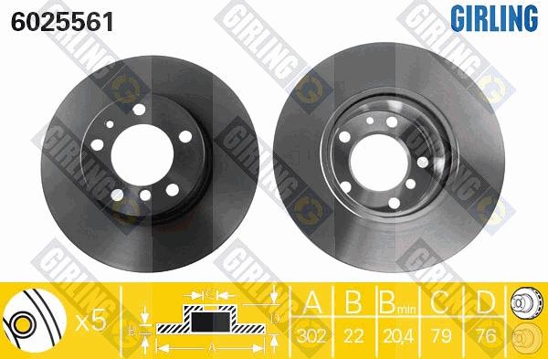 Girling 6025561 - Гальмівний диск autocars.com.ua