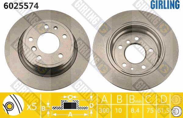 Girling 6025574 - Гальмівний диск autocars.com.ua