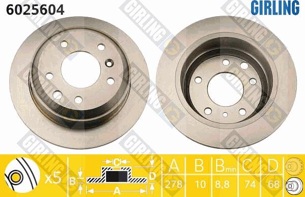 Girling 6025604 - Гальмівний диск autocars.com.ua