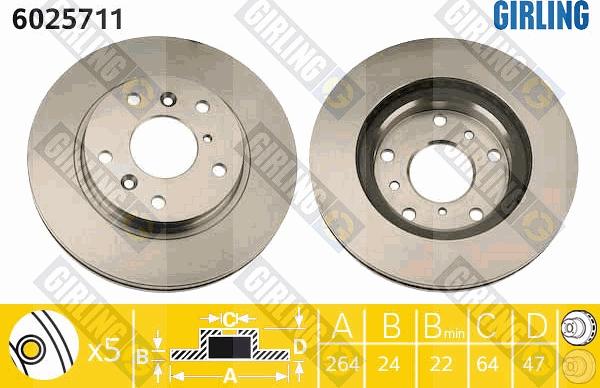 Girling 6025711 - Гальмівний диск autocars.com.ua