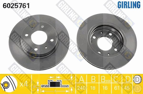 Girling 6025761 - Гальмівний диск autocars.com.ua